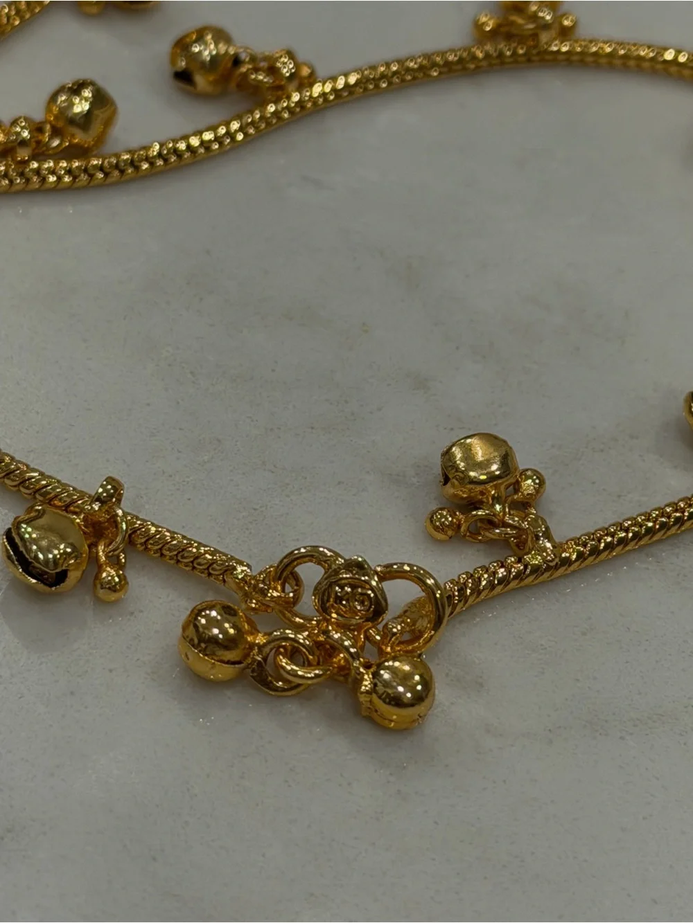 Gold Tone Ghungroo Anklet Pair | Traditional Indian Payal Bells Festival Jewelry